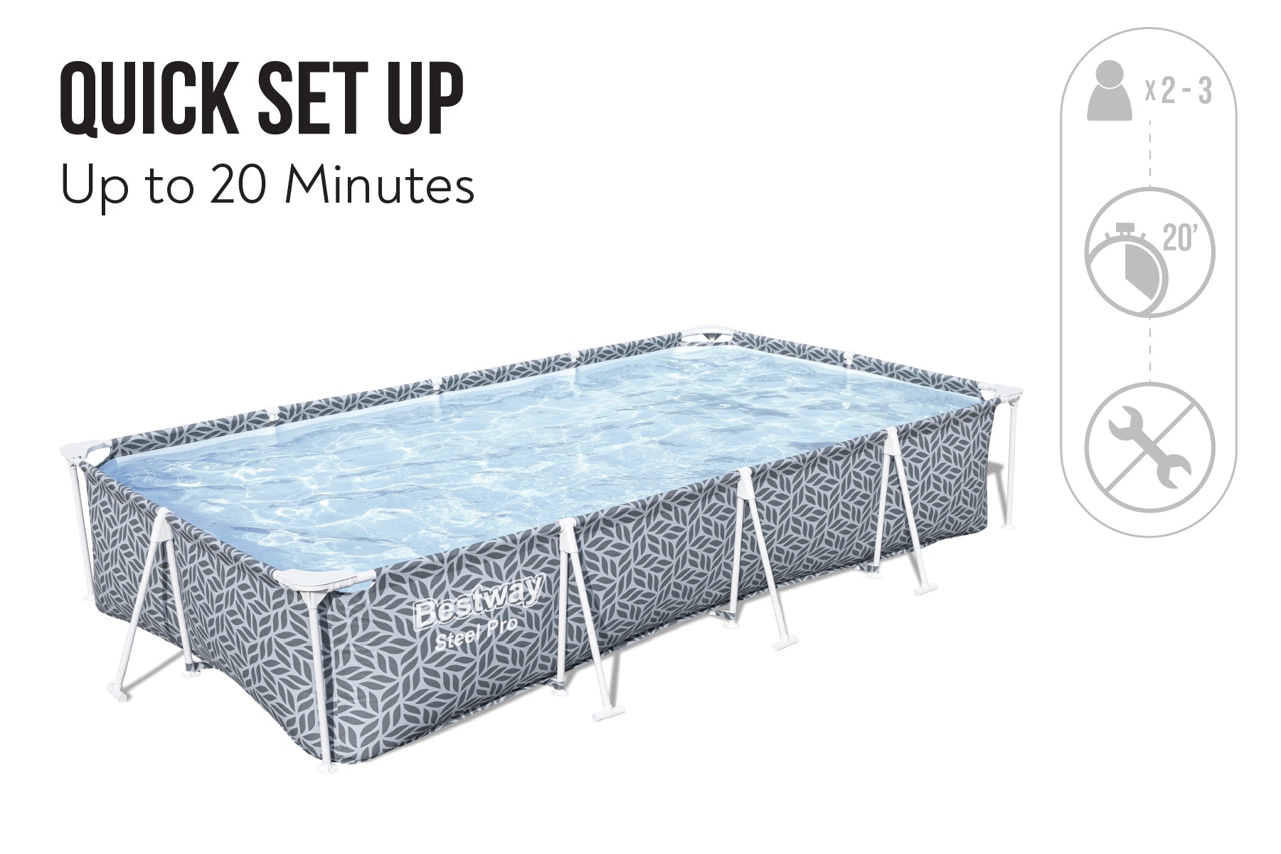 12ft x  26in Leaf Print Rectangle Steel Pro Above Ground Pool Set