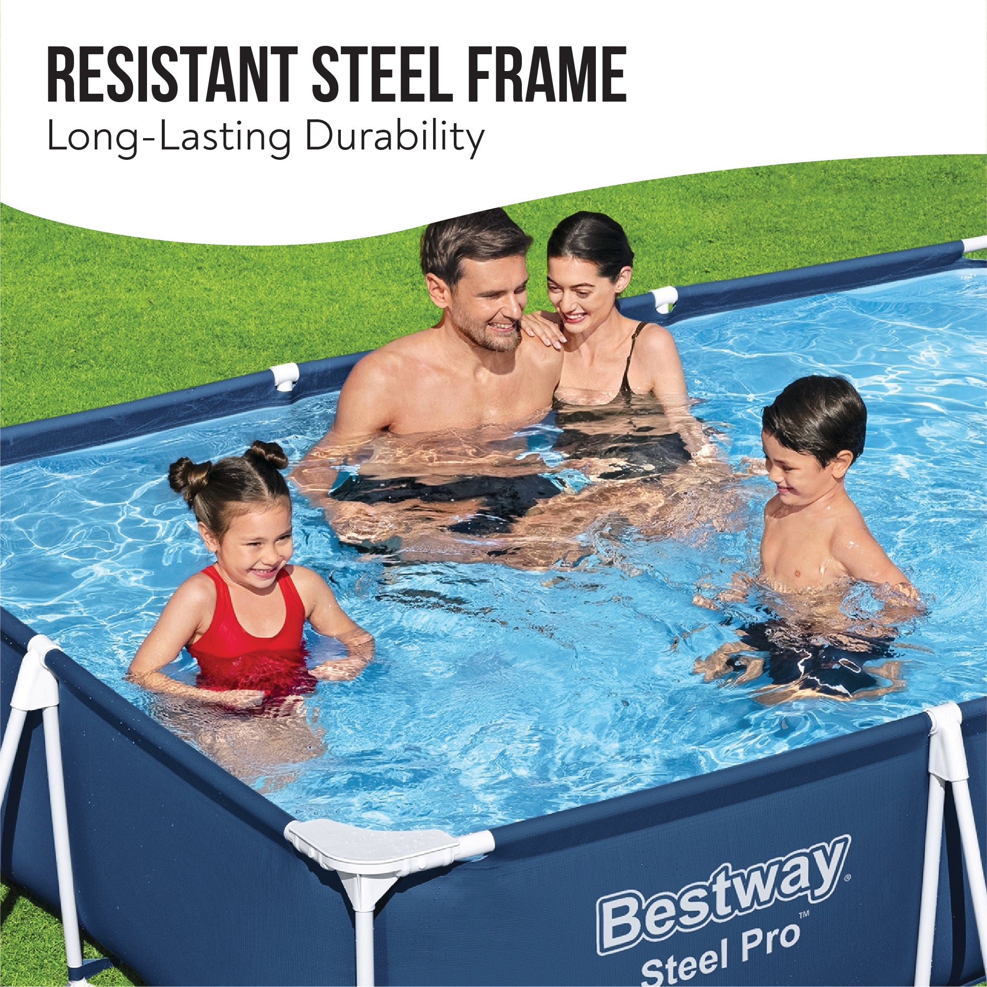 9.10ft x 26in Navy Blue Rectangle Steel Pro Above Ground Pool - Outlet