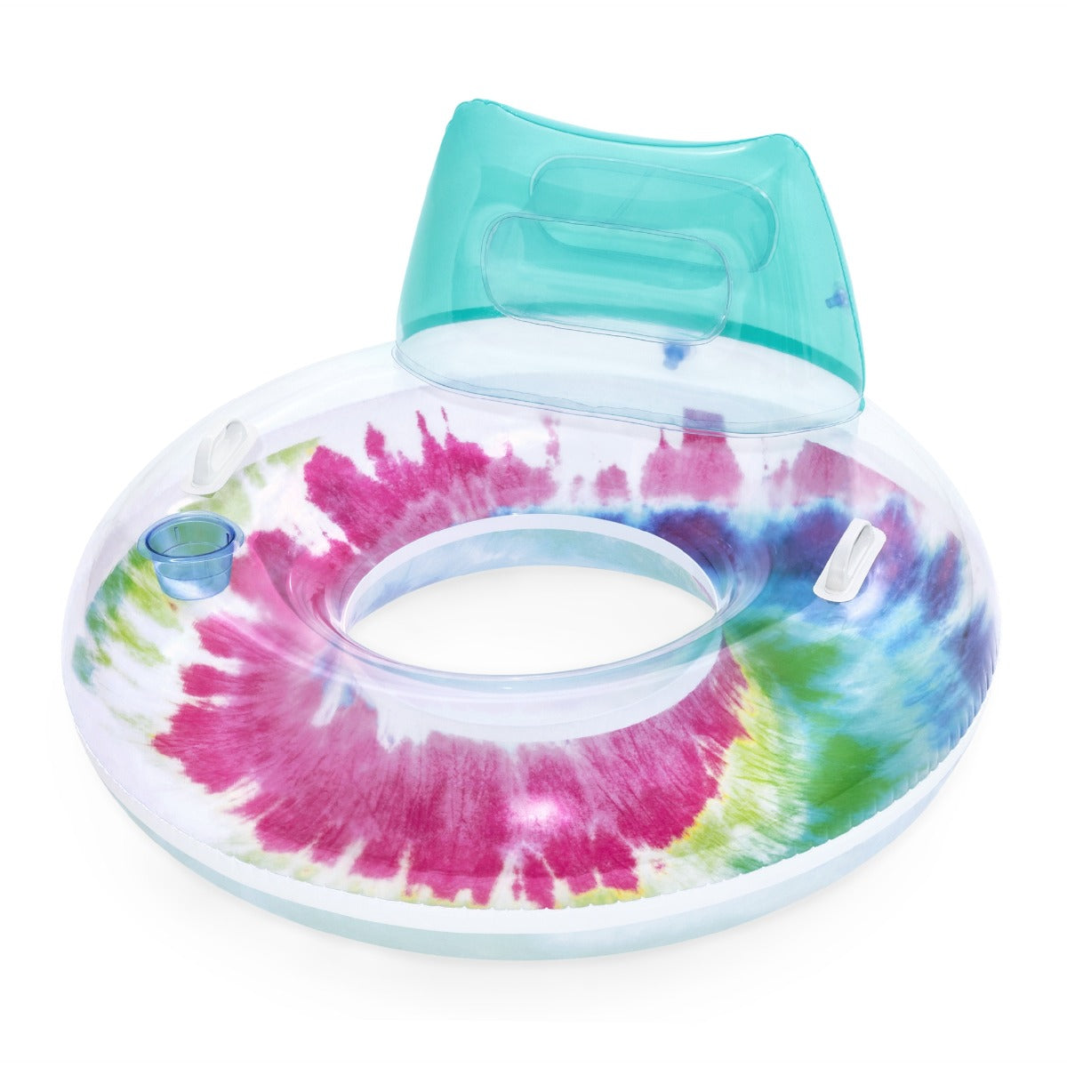 Inflatable Tie Dye Swim Ring, Pool Float with Backrest