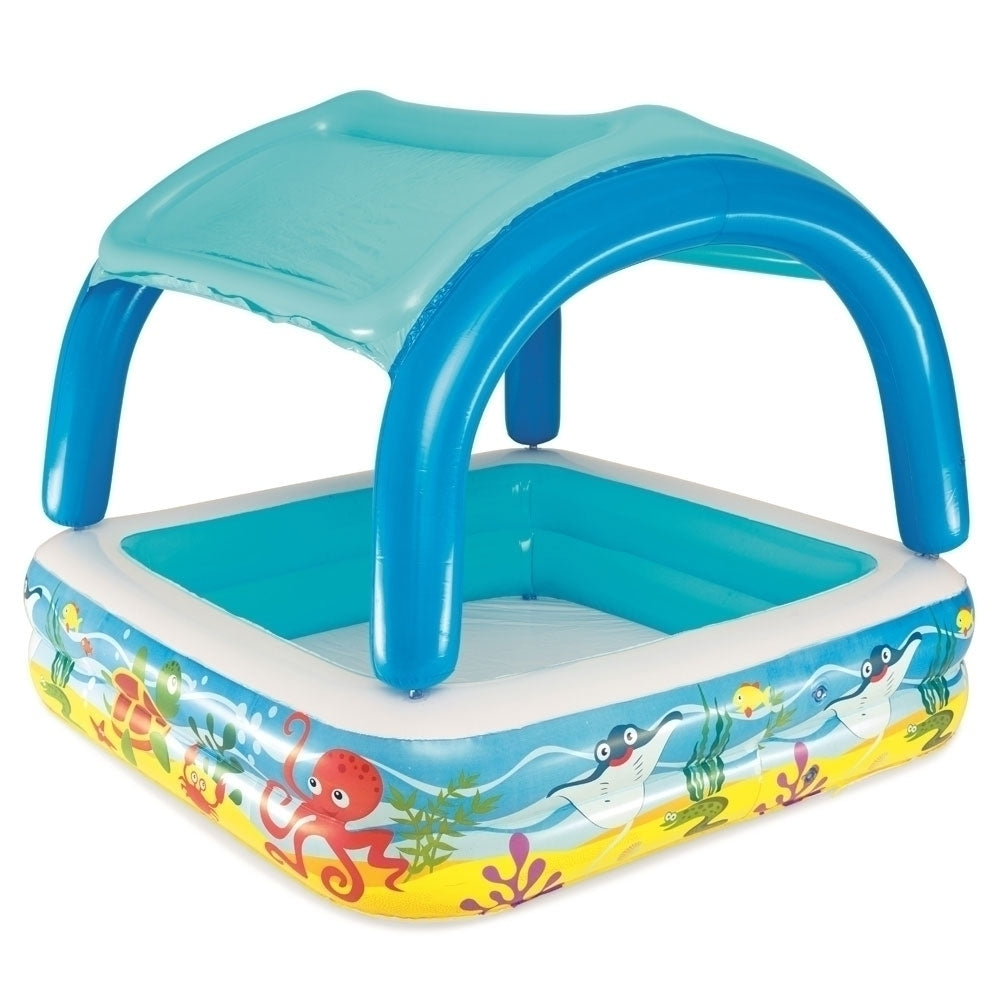 Kids Inflatable Paddling Pool, with Canopy - 58"