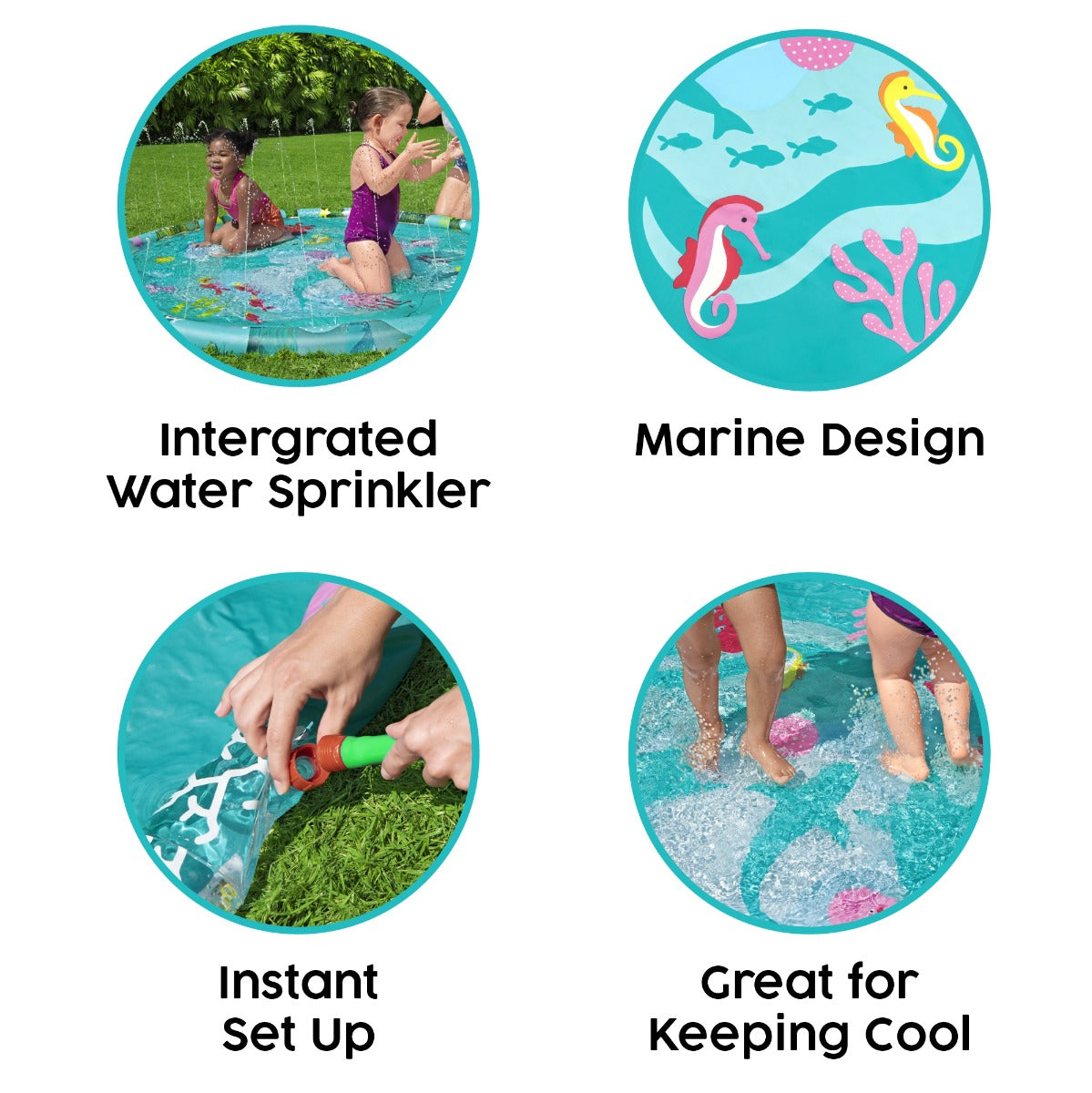 Sprinkler Splash Pad, Kids Water Mat