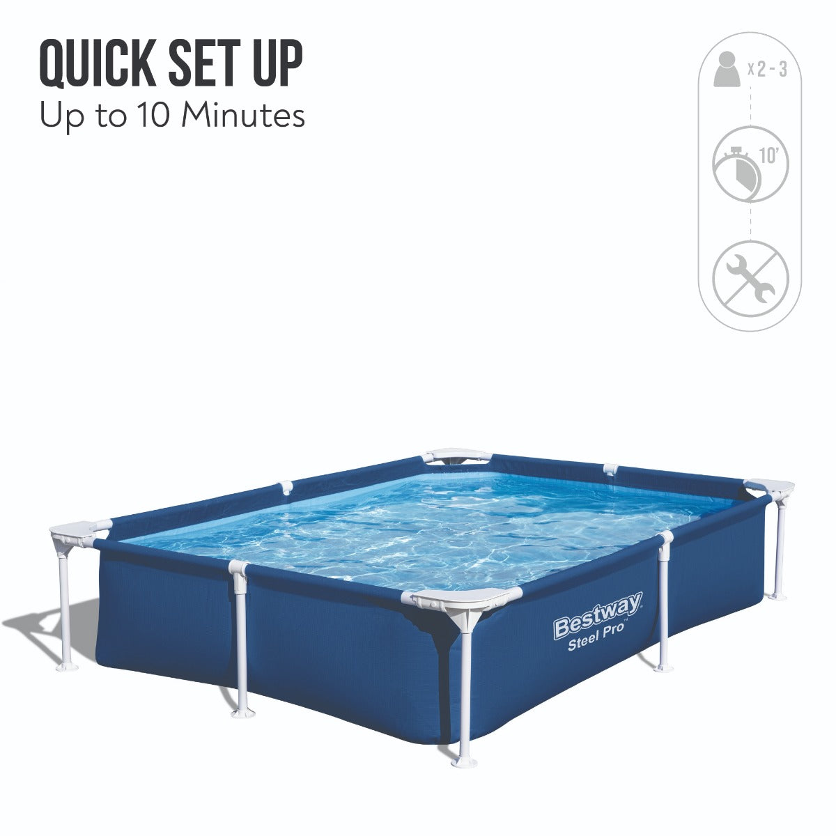 7.3ft x 17in Navy Blue Rectangle Steel Pro Above Ground Pool