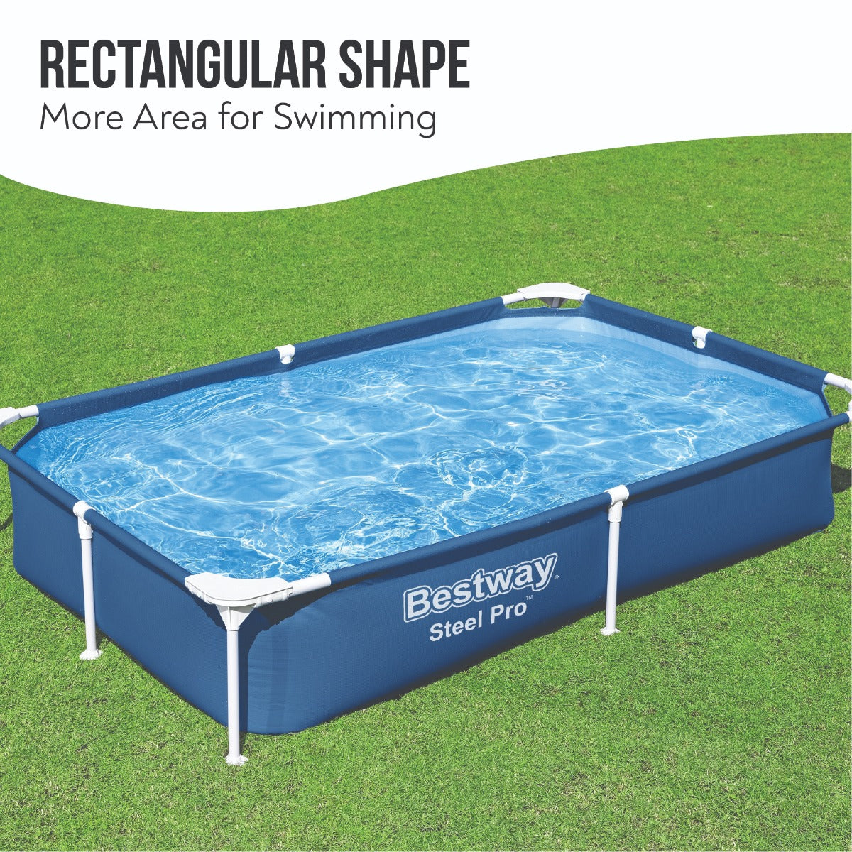 7.3ft x 17in Navy Blue Rectangle Steel Pro Above Ground Pool