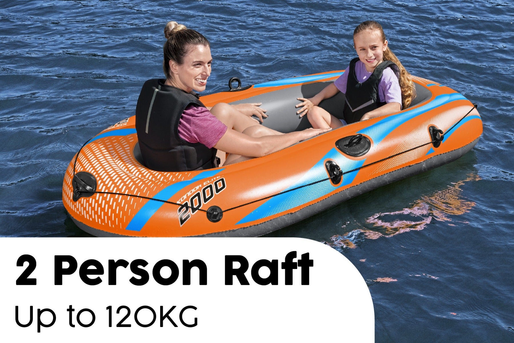 2 Person Inflatable Boat Set Kondor Elite 2000