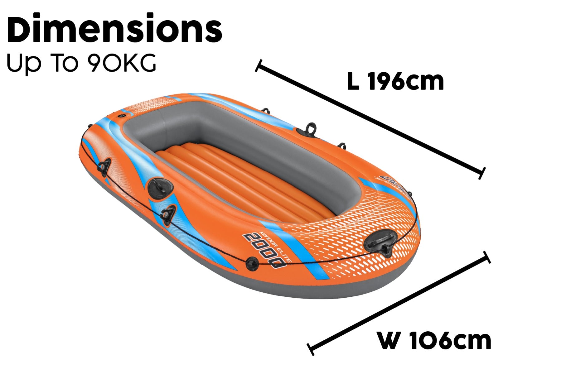 2 Person Inflatable Boat Set Kondor Elite 2000