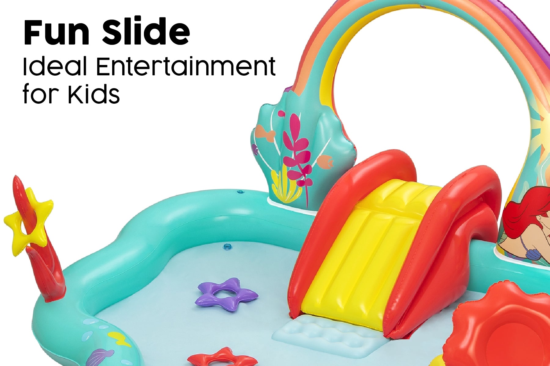 Little Mermaid Kids Inflatable Paddling Pool with Play Center