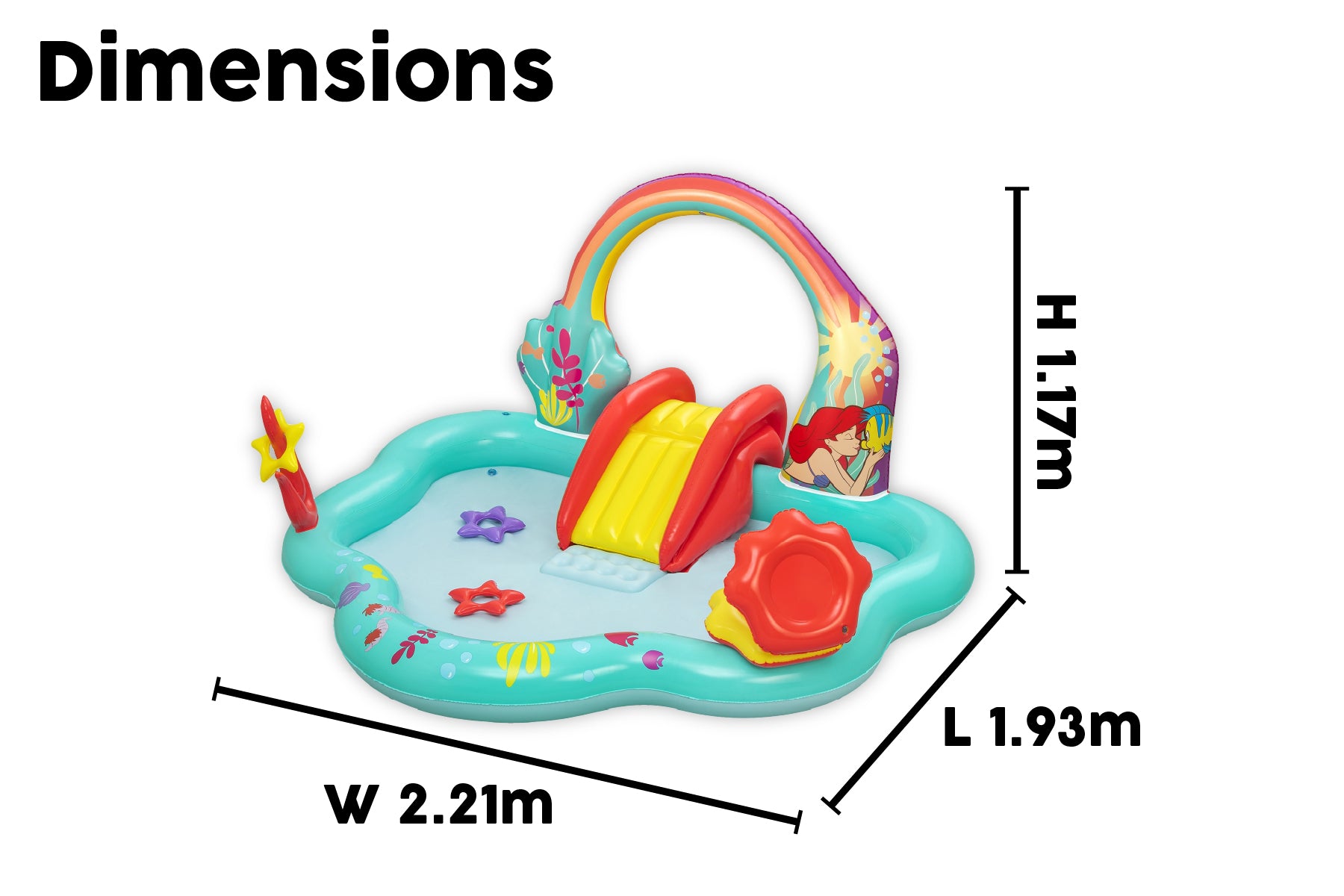 Little Mermaid Kids Inflatable Paddling Pool with Play Center