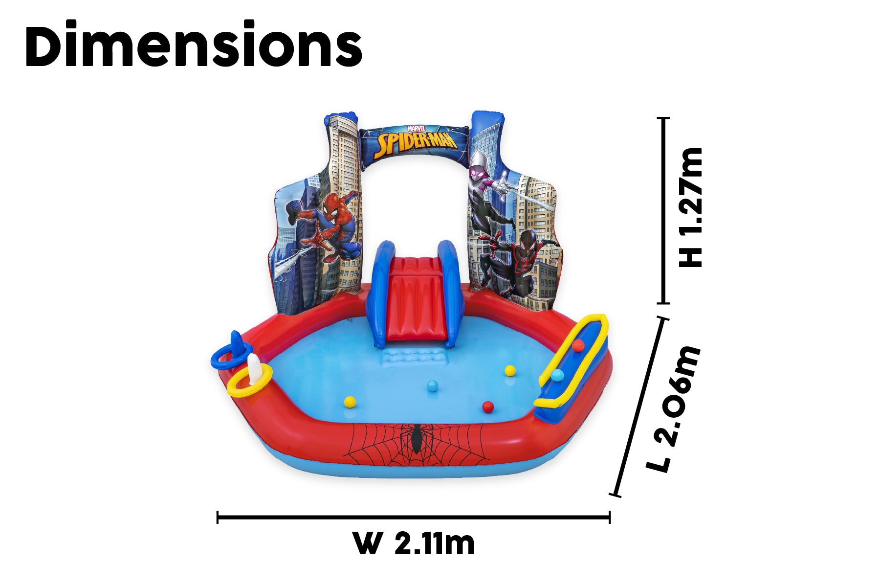 Marvel Spiderman Inflatable Paddling Pool with Play Centre