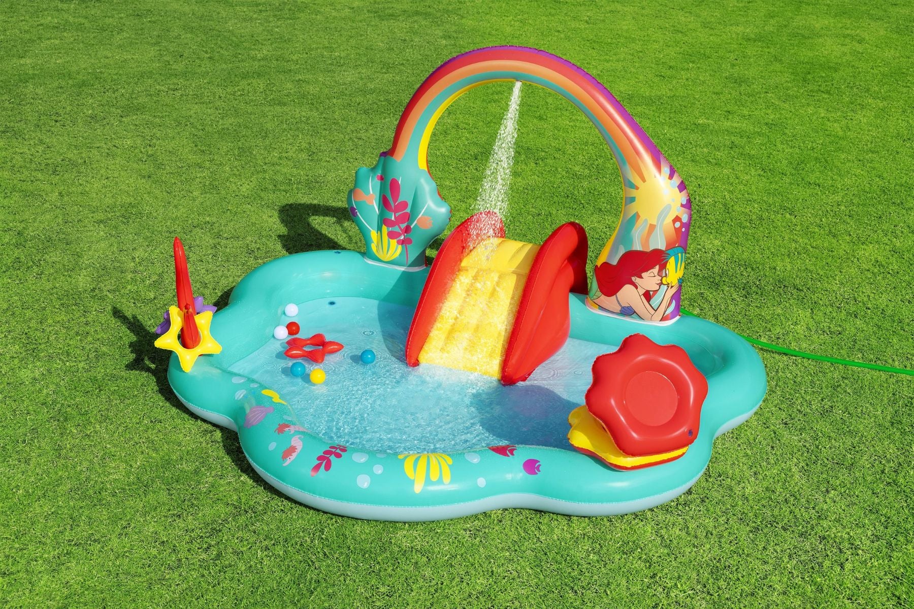 Little Mermaid Kids Inflatable Paddling Pool with Play Center