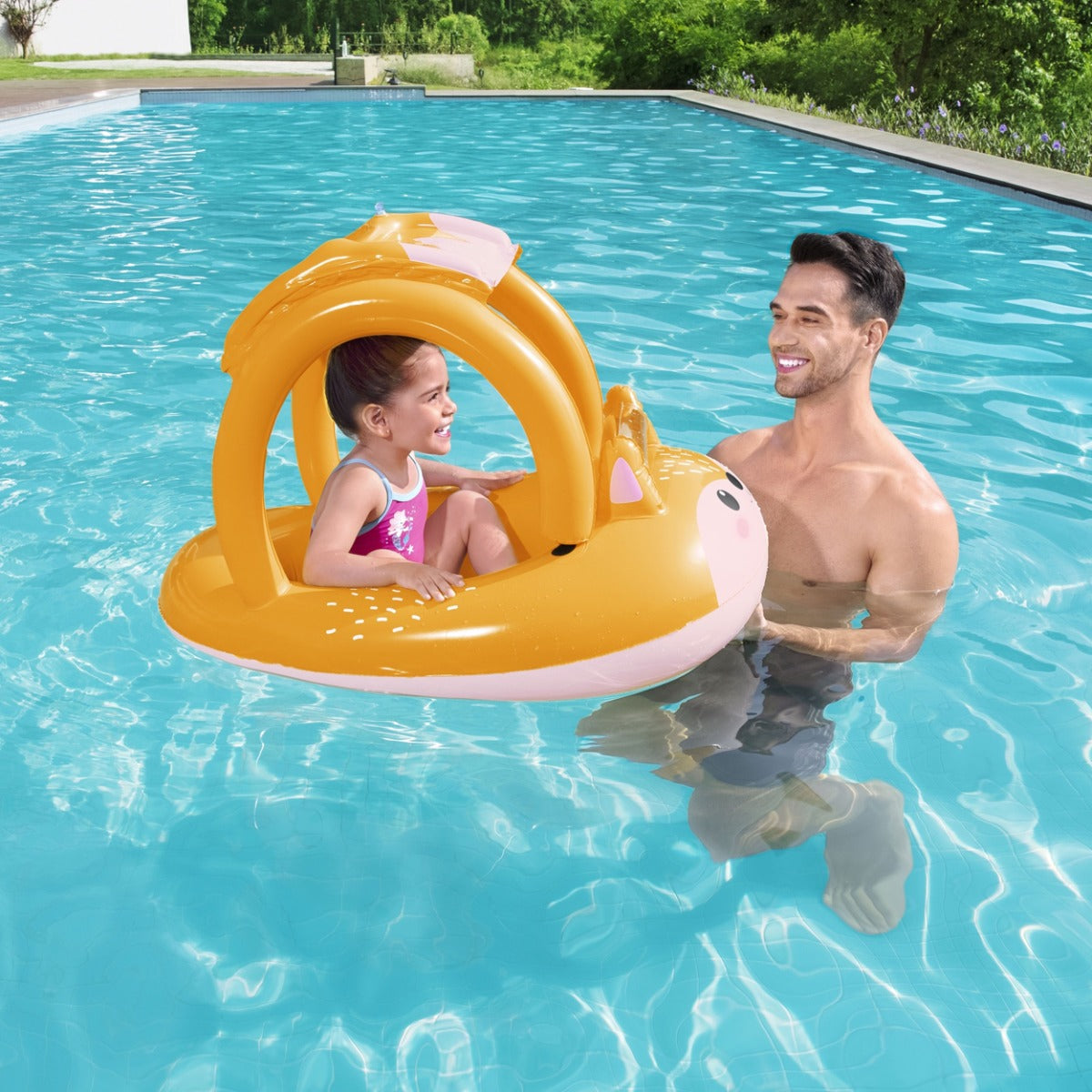 Inflatable Fox Shaded Baby Pool Float