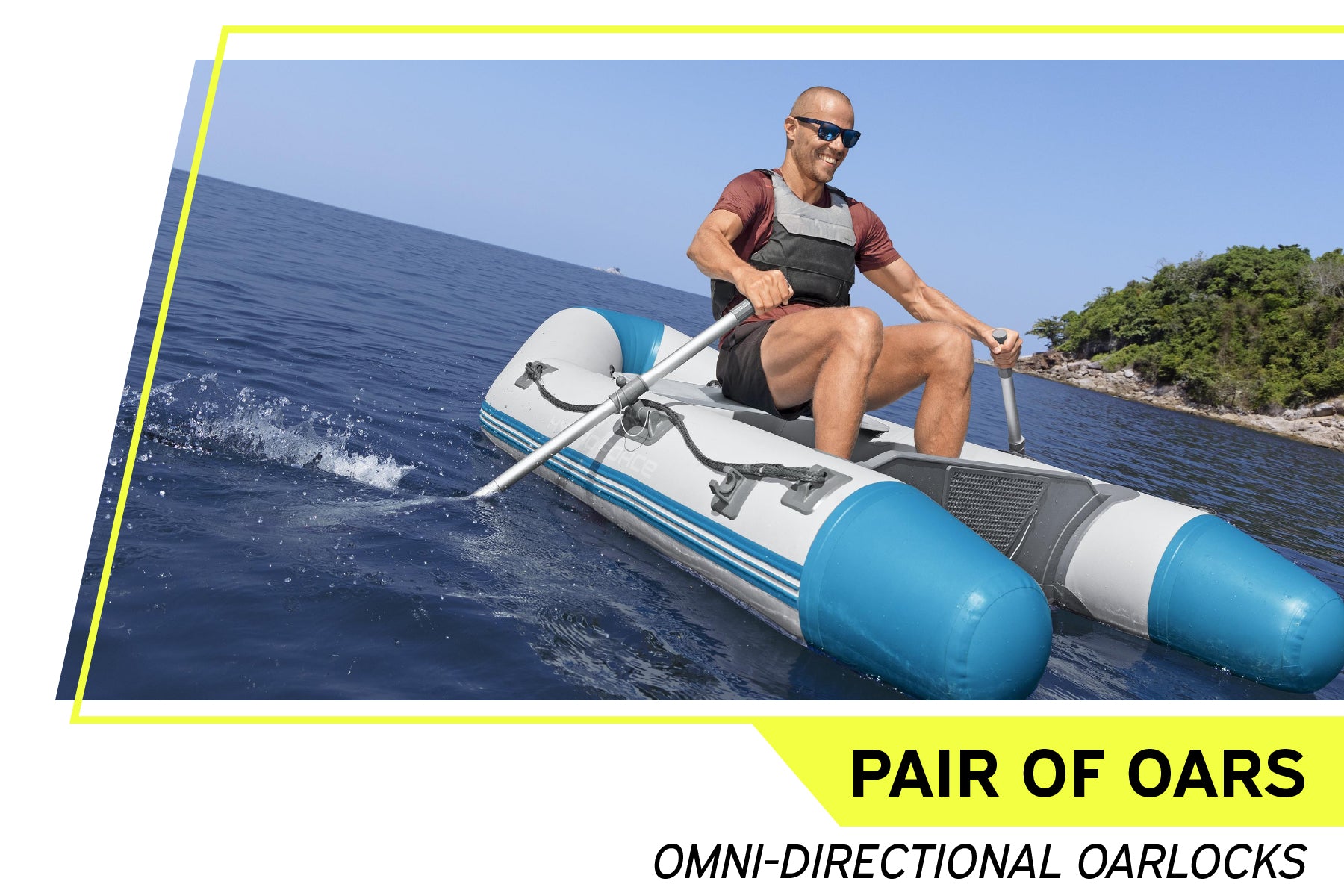 inflatable boat with oars