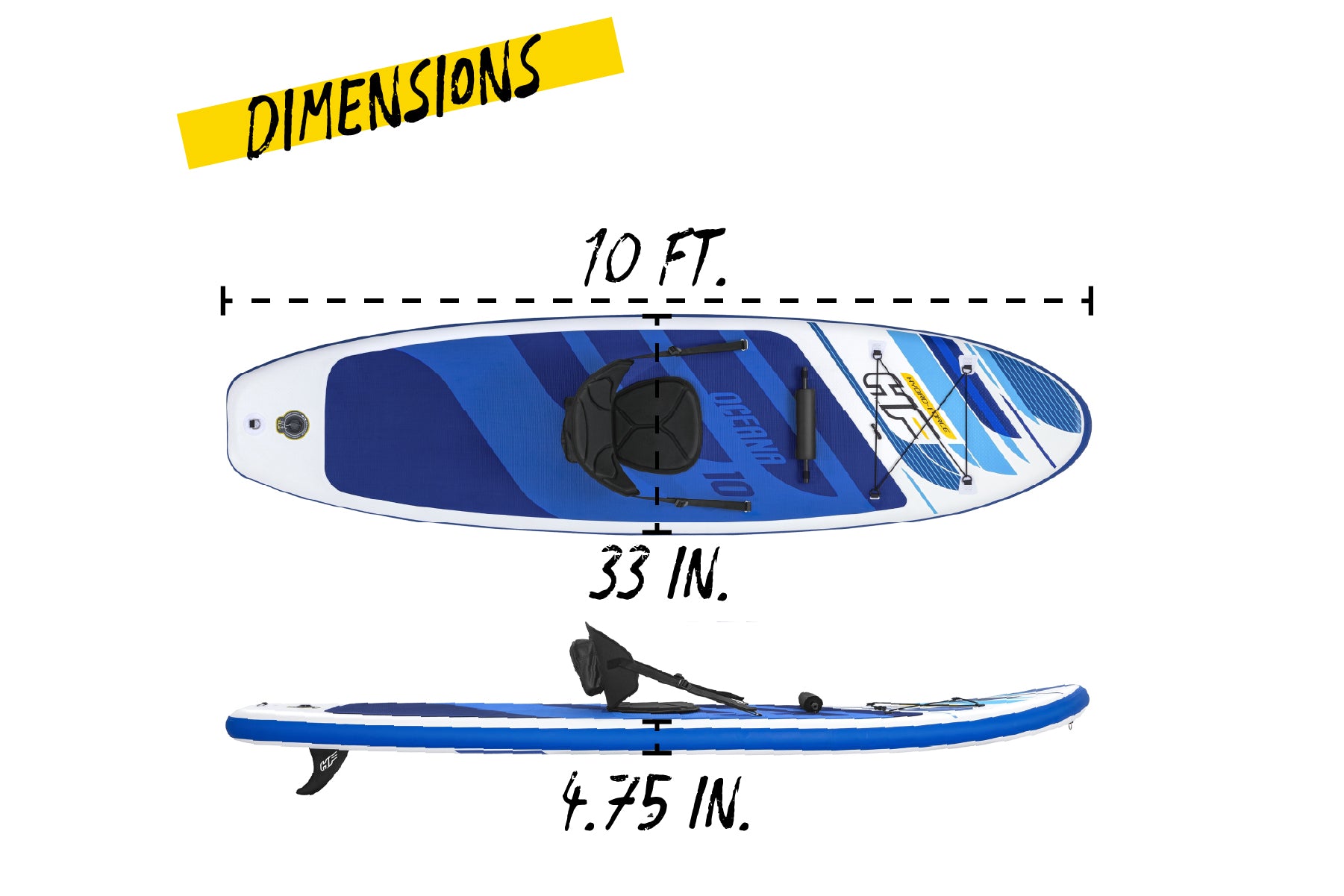 Hydro-Force 10ft Inflatable Paddle Board/ Kayak Set - Oceana