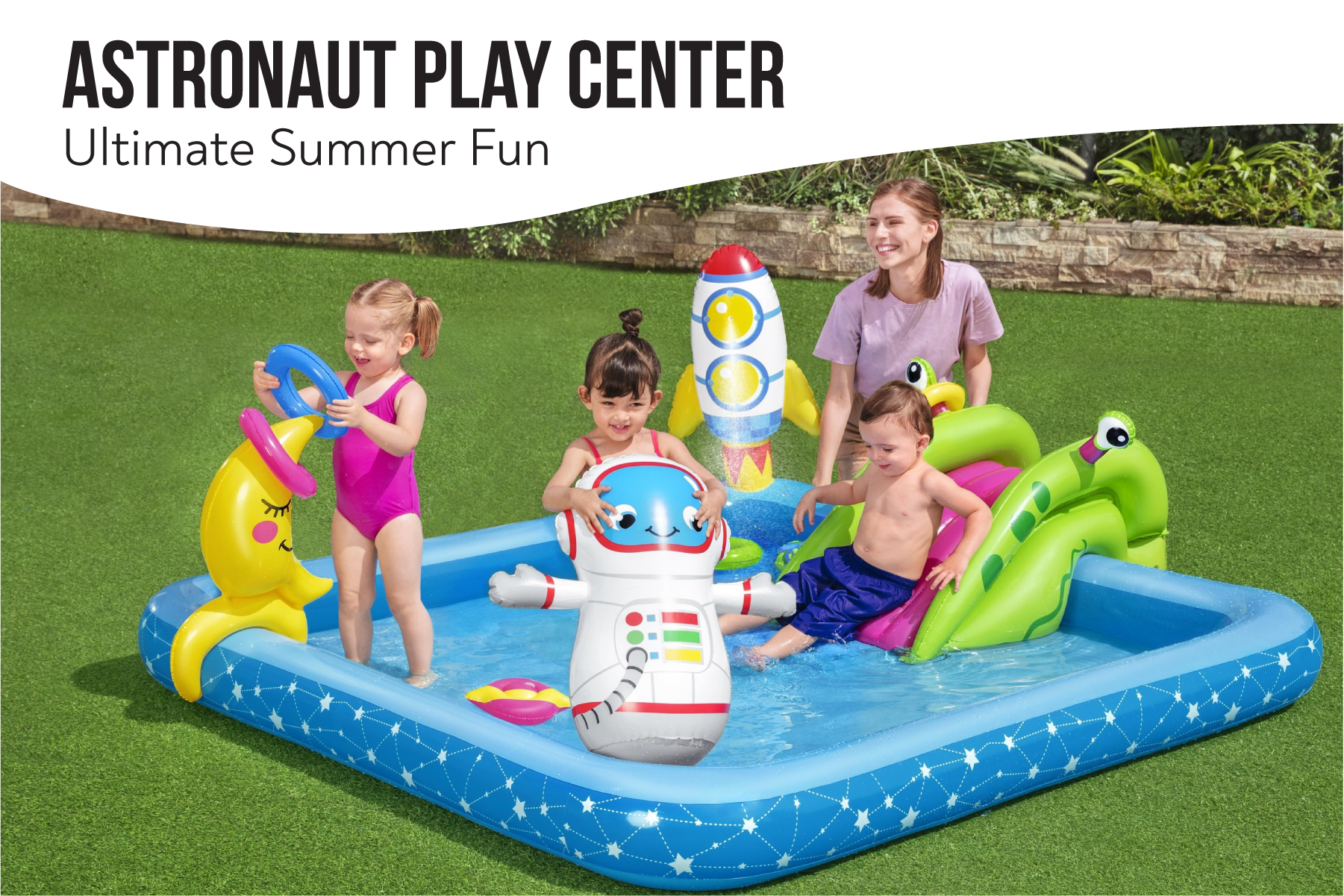 Little Astronaut Kids Inflatable Paddling Pool Play Center