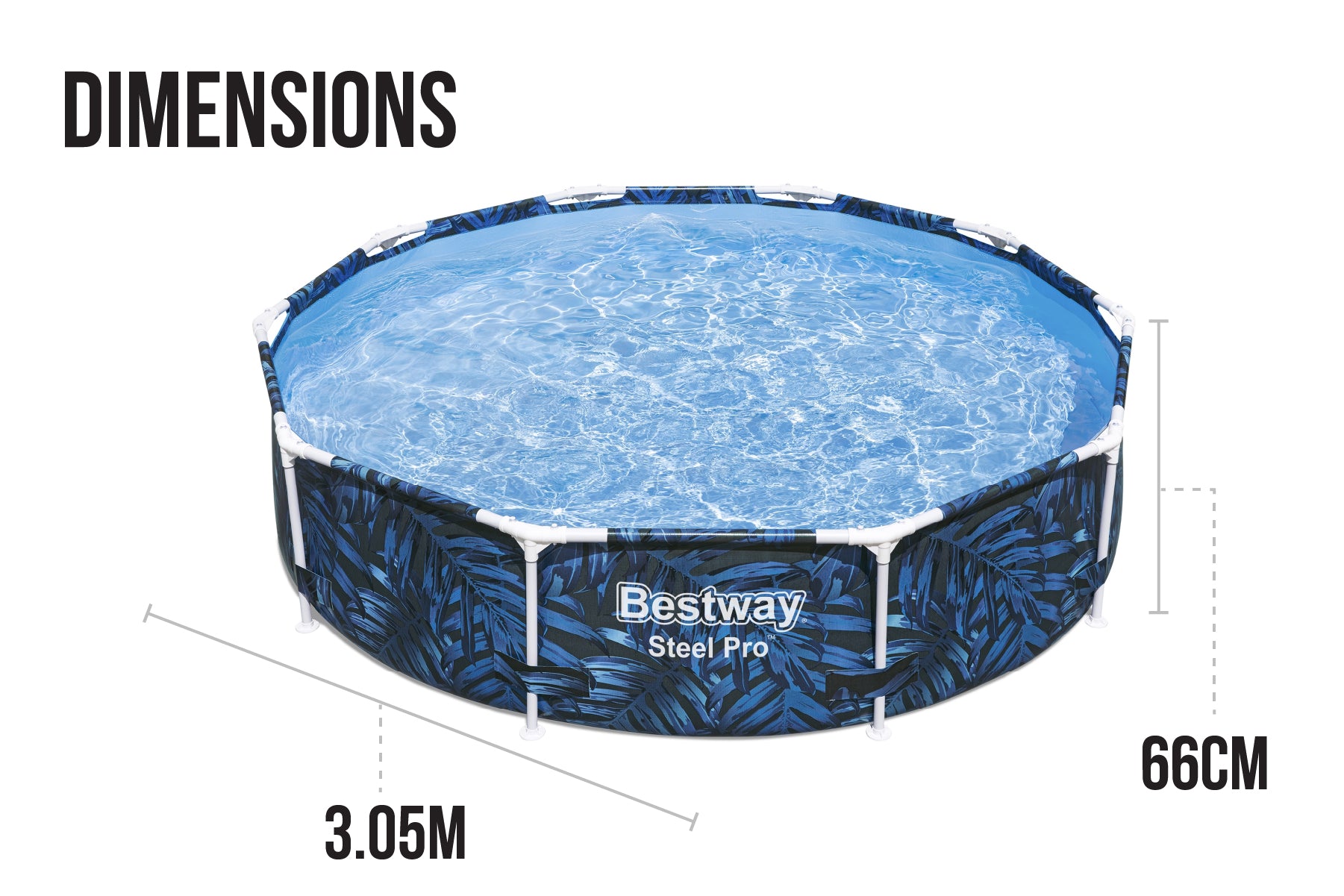 10ft x 26in Leaf Print Round Steel Pro Above Ground Pool