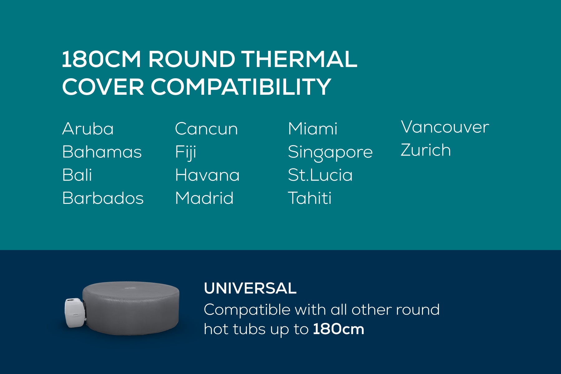 Round Thermal Hot Tub Cover - Small 180cm x 66cm