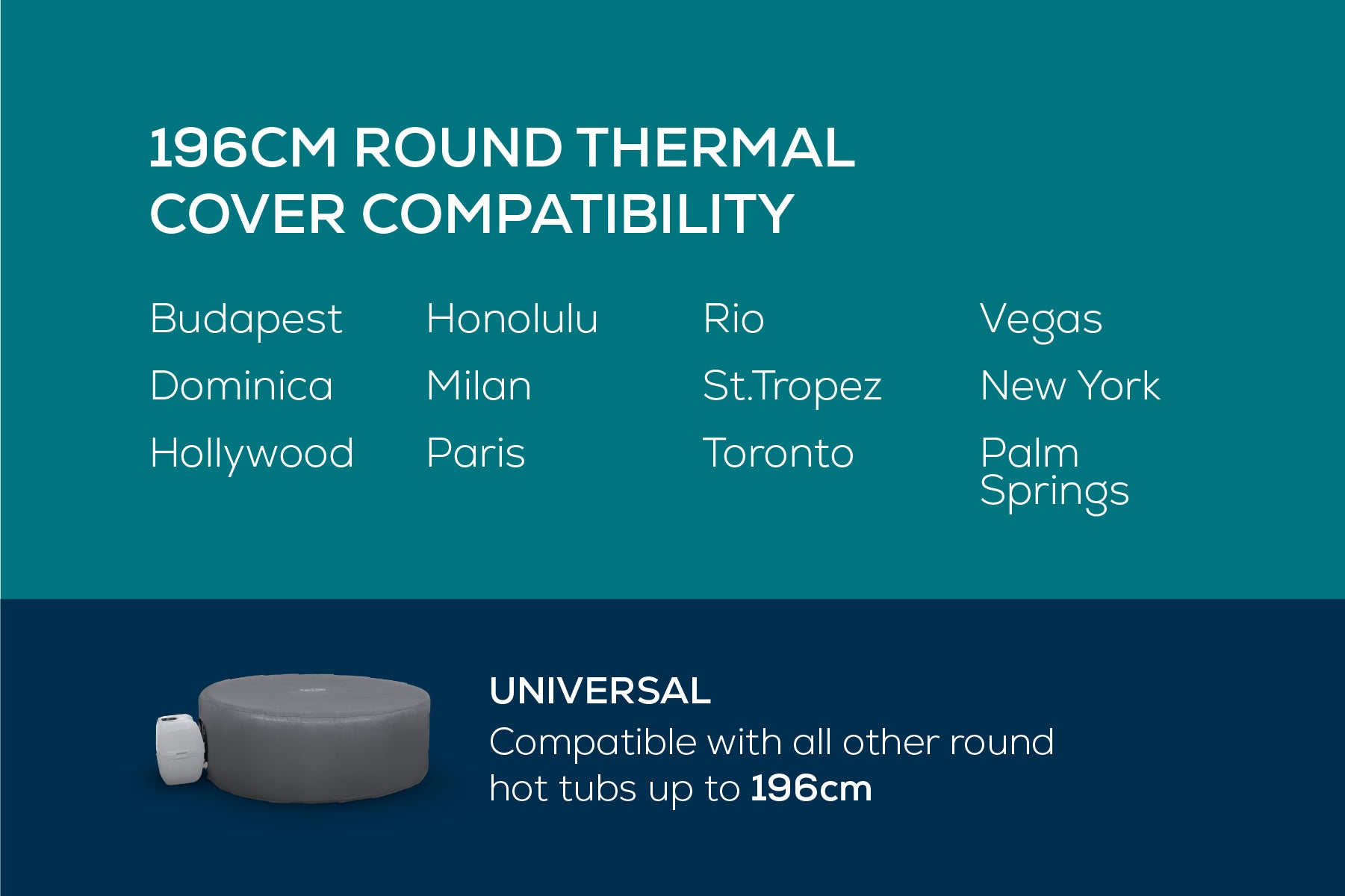 Round Thermal Hot Tub Cover - Large 196cm x 71cm